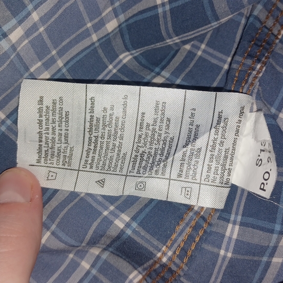 Carhartt Plaid Button-down 3/4 sleeves Women's size S 4/6 Blue Gray White summer - Picture 7 of 17